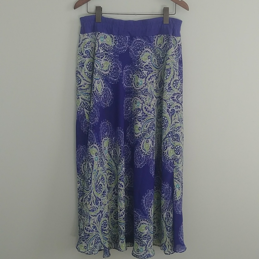 Jaclyn Smith Purple Blue Green Paisley Skirt